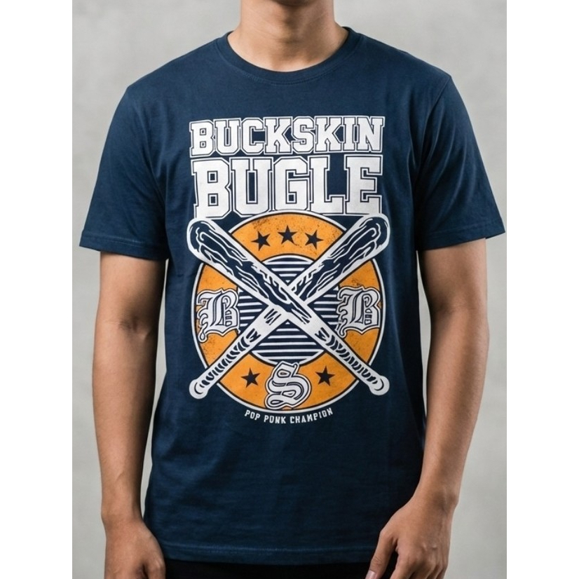 TSHIRT T-SHIRT TS KAOS BAND BUCKSKIN BUGLE - KODE: BASEBALL BAT NAVY