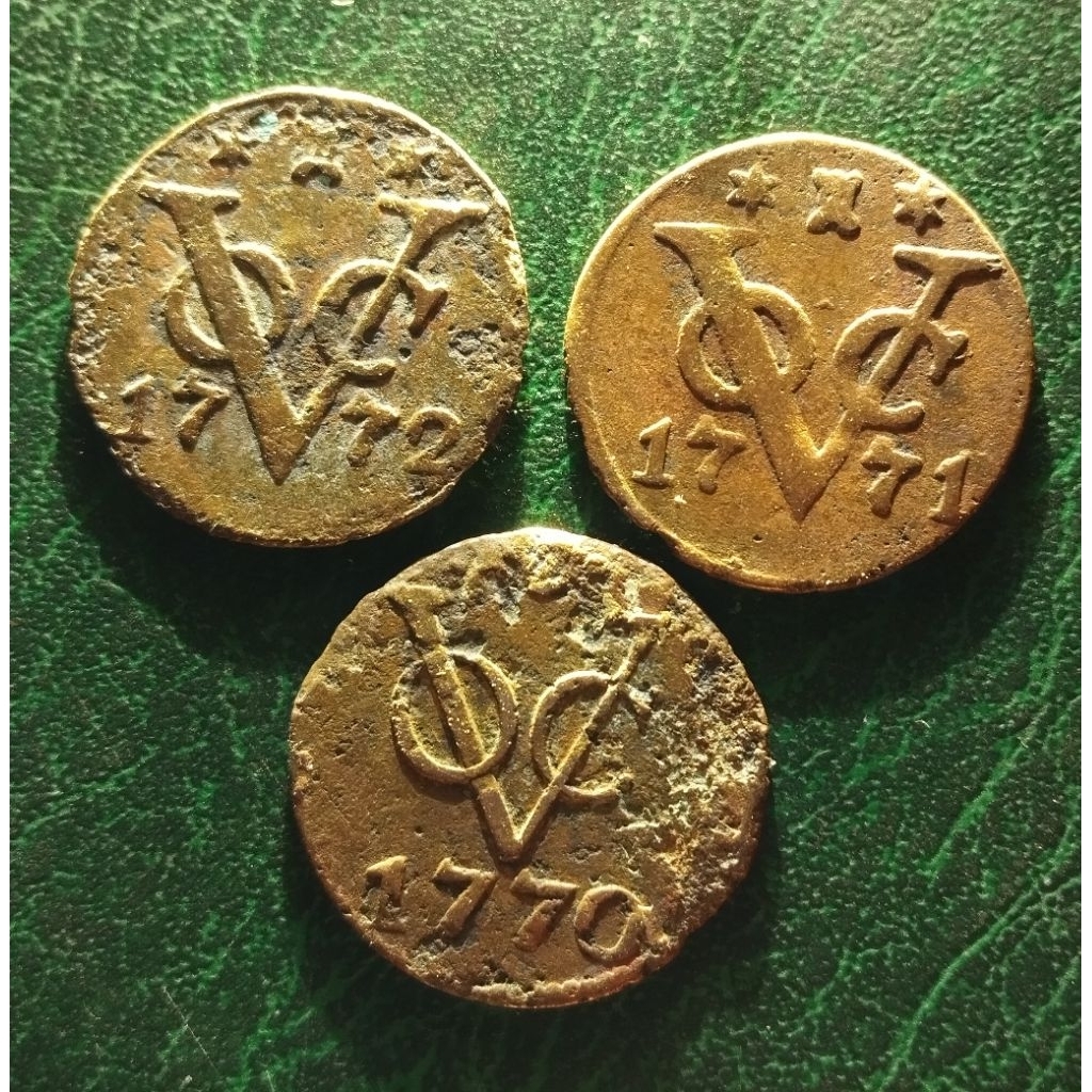 paket set 3 keping uang koin VOC 1770,1771,1772 masih Detail Asli