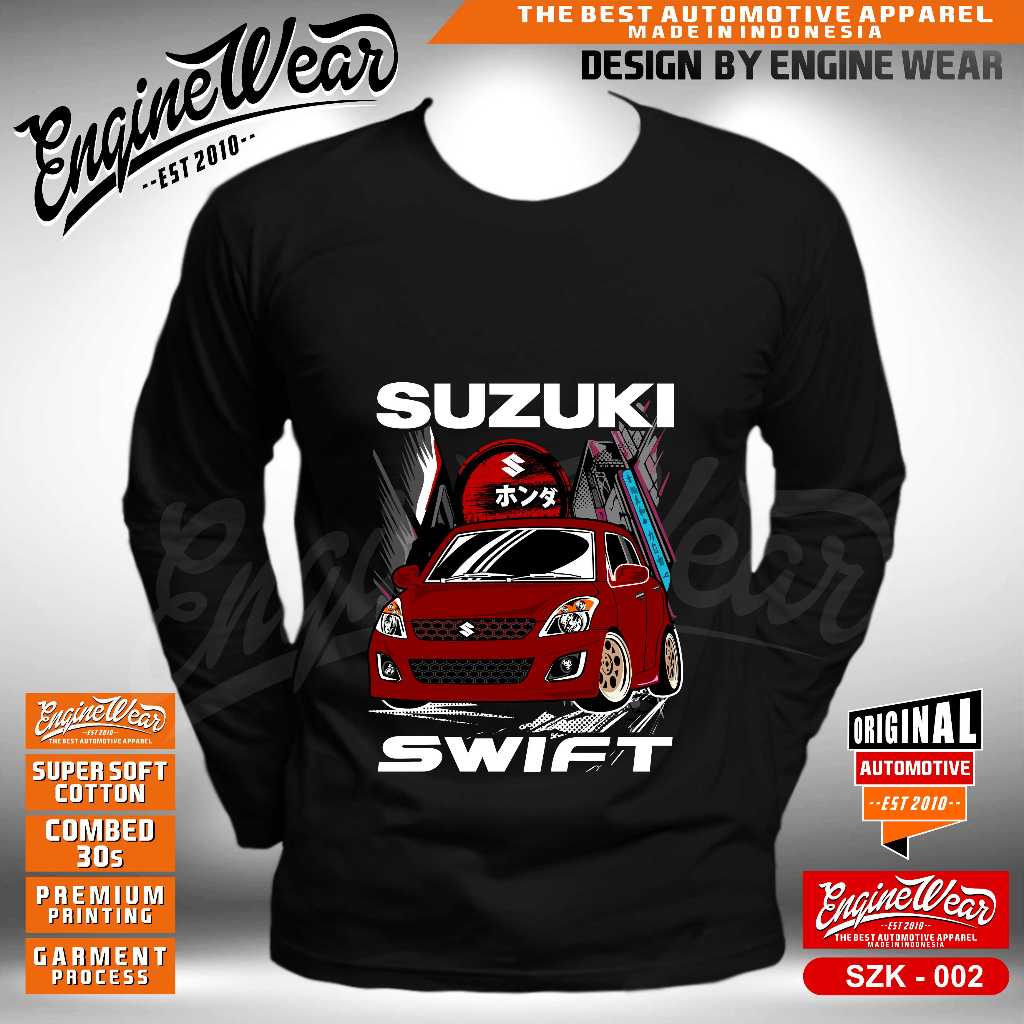 kaos suzuki swift baju tshirt mobil suzuki swift JDM baju balap otomotif mrh