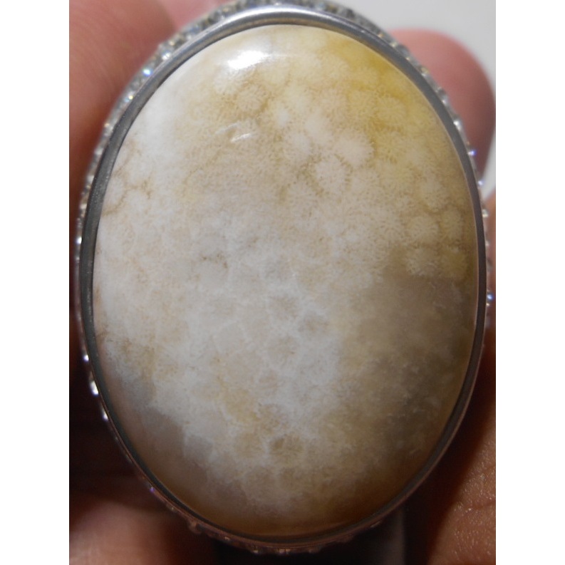 cincin akik garut teratai motif sarang tawong semu putih