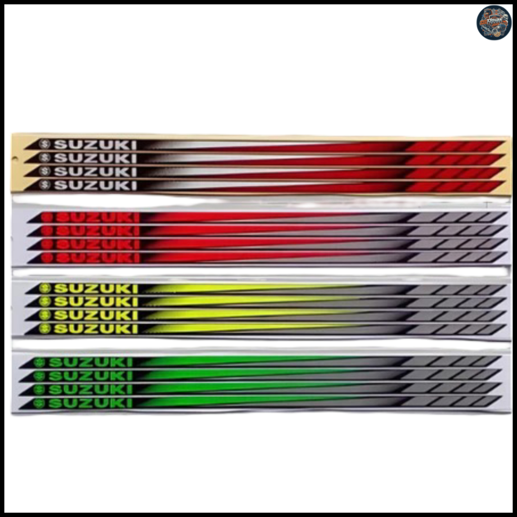 Sticker Velg Suzuki – Striping Velg Motor Sporty / Stiker Velg Anti Air & Anti Panas (1 Set Lengkap)