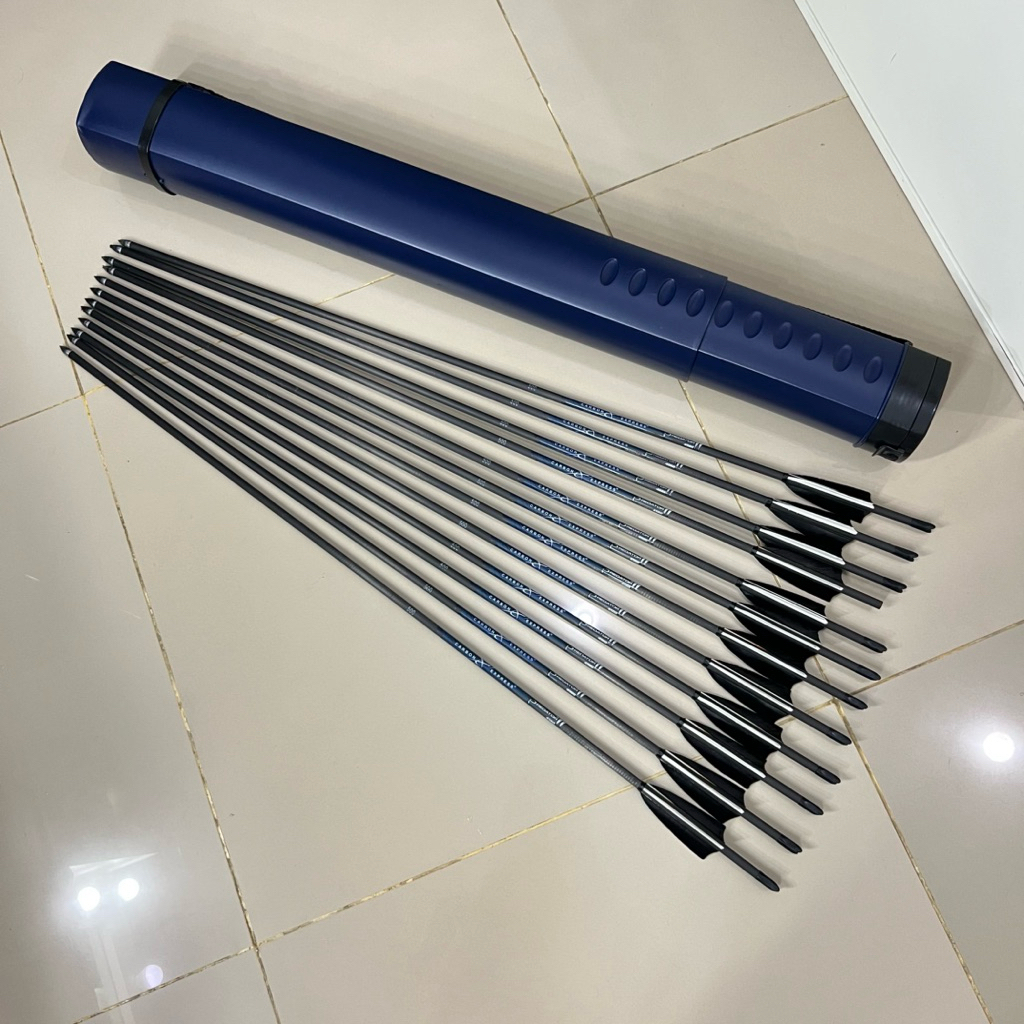 12 Pcs Set Arrow Carbon Express Predator 500 Anak Panah Shaft + Point Insert + Nock + Vanes + Free T