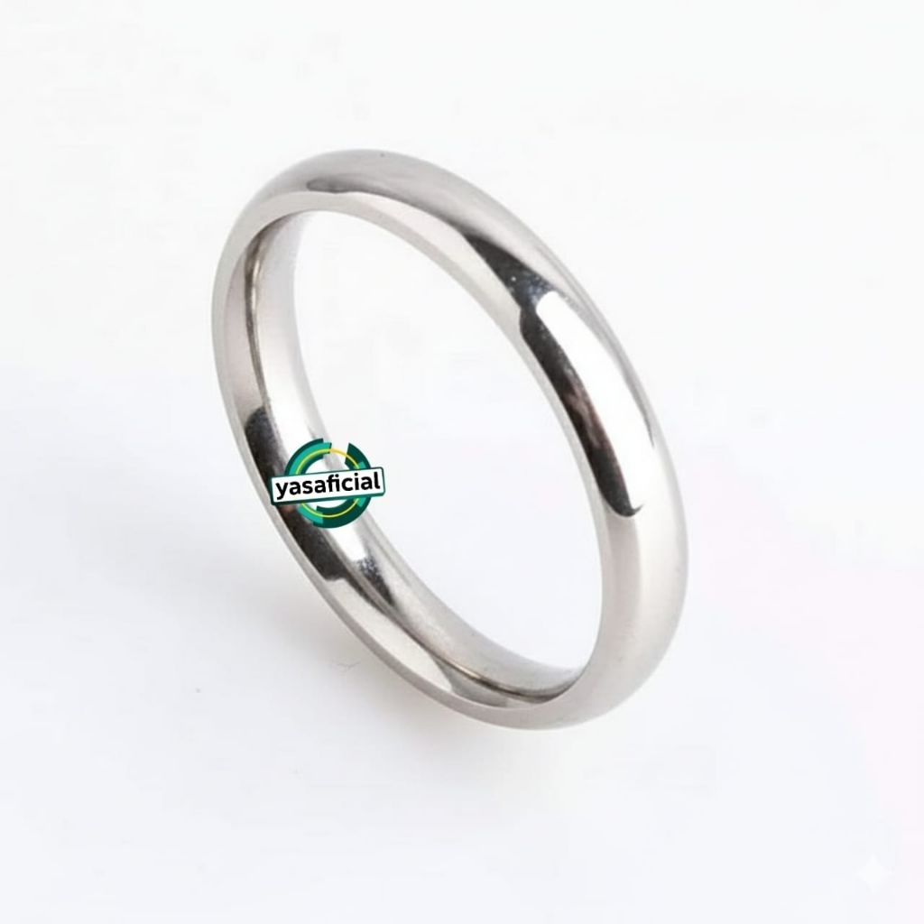 Cincin titanium couple polos sedang warna putih harga termurah