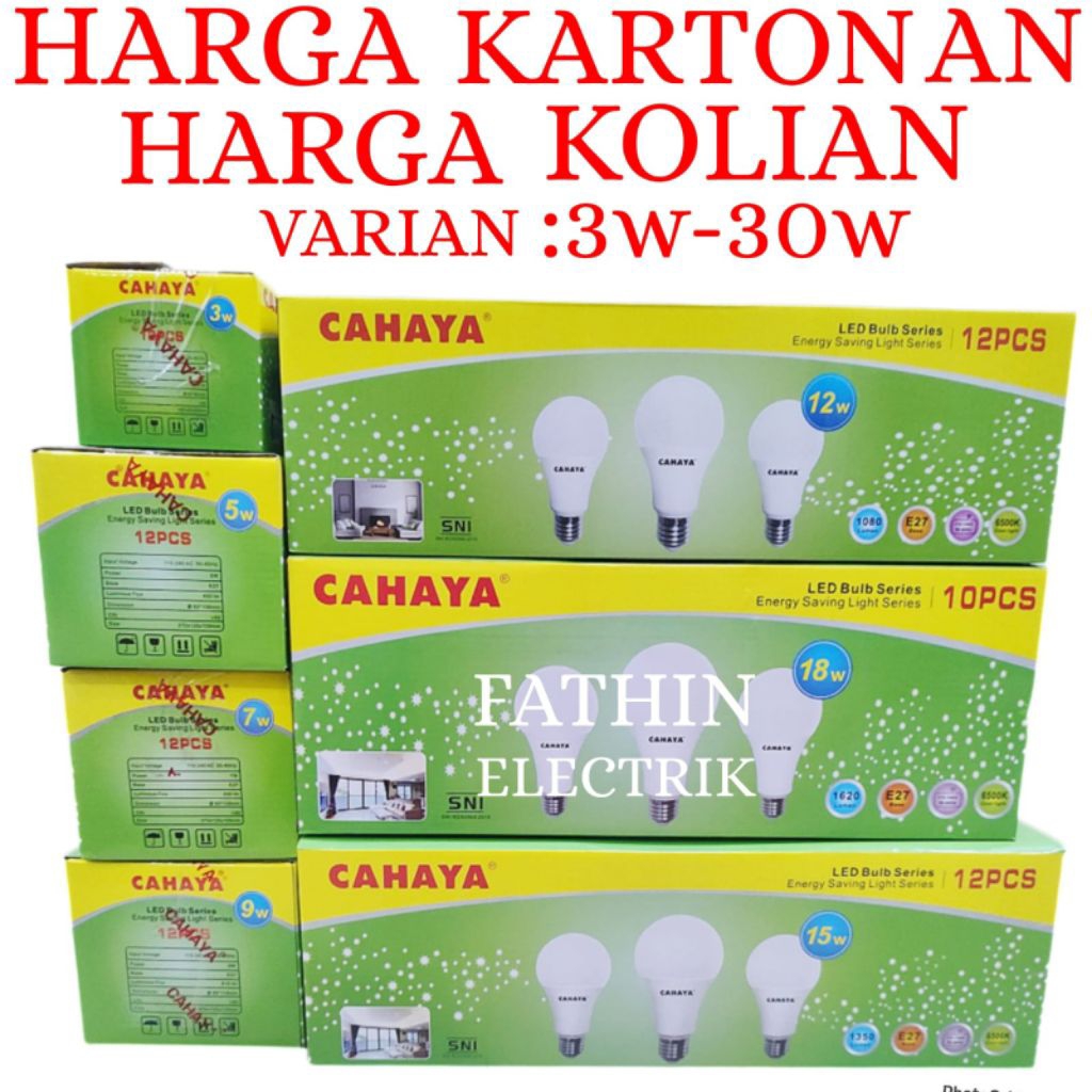BOHLAM LED  CAHAYA BULB ( PAKET 1 DUS /KARTON ) LAMPU LED CAHAYA BULB PAKET GROSIR