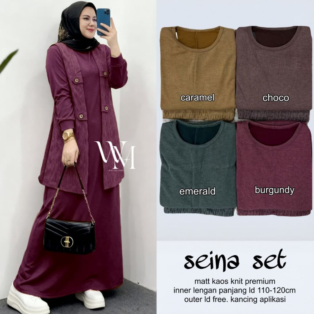 Seina Set Dress Inner dan Outer kaos knit Premium outfit kampus kerja kantor sekolah hangout kondang