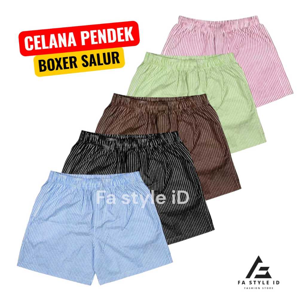 Celana Pendek Boxer Basic Salur Pria Wanita Dewasa Jumbo| Celana Kolor santai| Katun Pantai