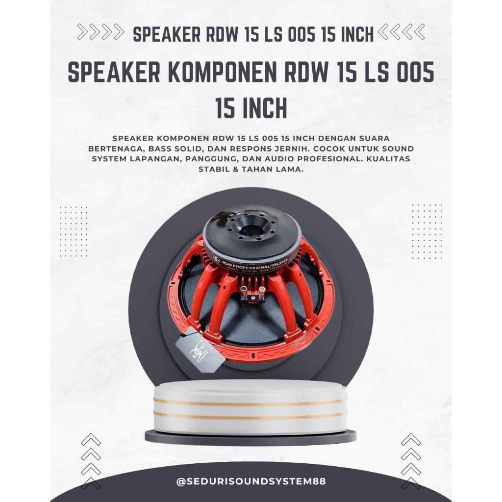 Speaker Komponen 15 Inch RDW 15 LS 005 / 15 LS005 / 15LS005 - 15 inch Original
