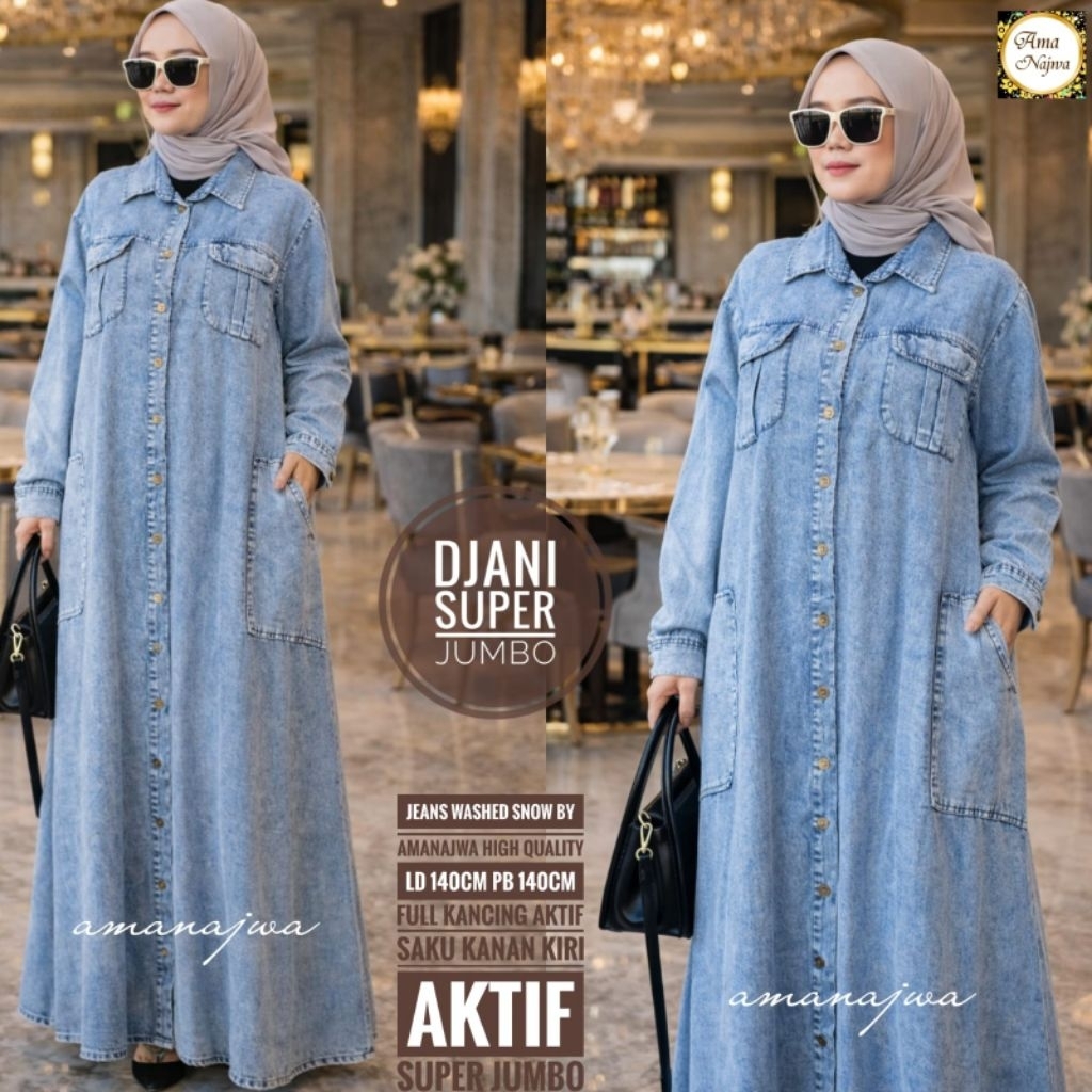 LD 140 Gamis Jeans Washed Snow DJANI SUJU JEANS