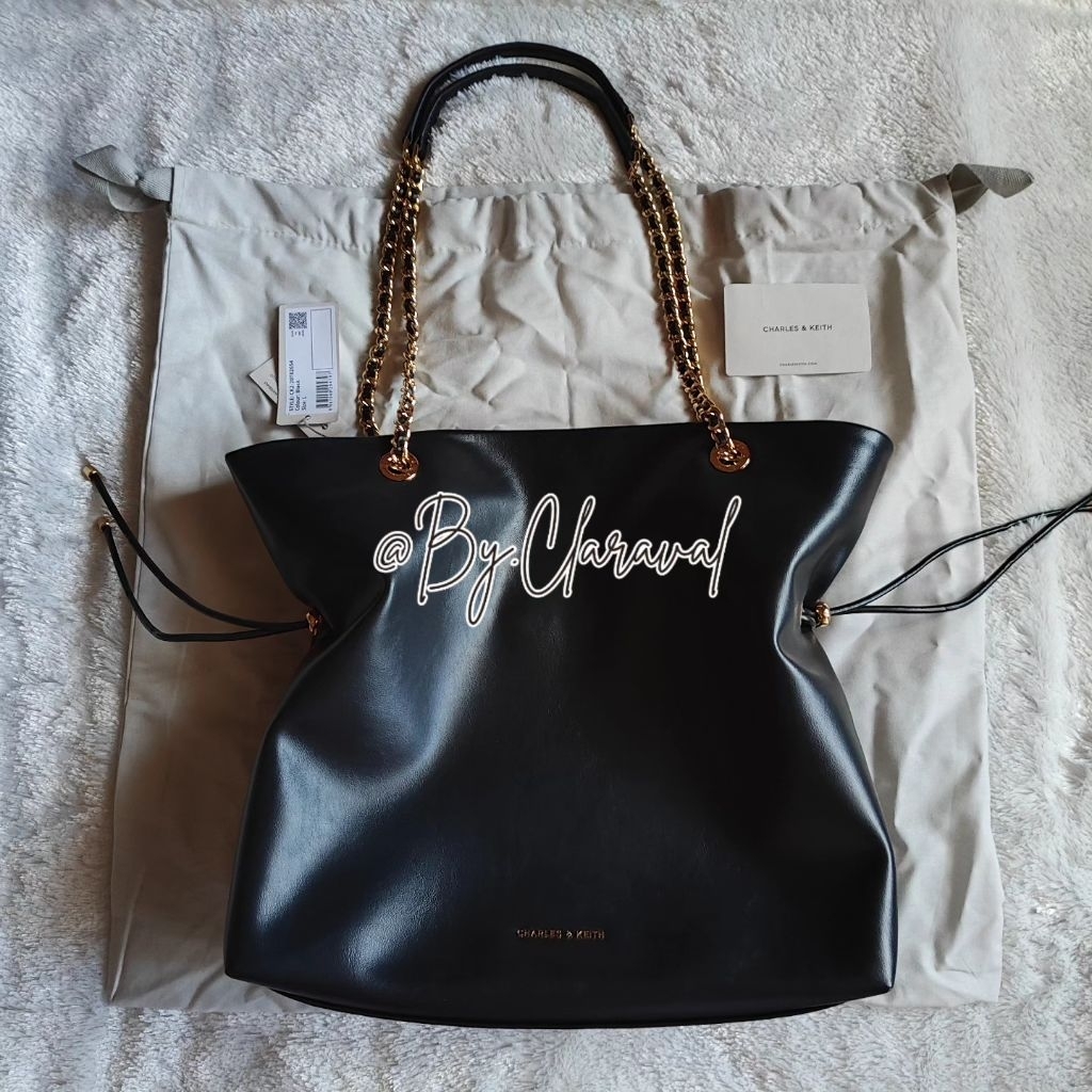 Tas Charles and Keith Preloved Original / Charles & Keith Arya Braided-Strap Double-Handle Tote Bag 