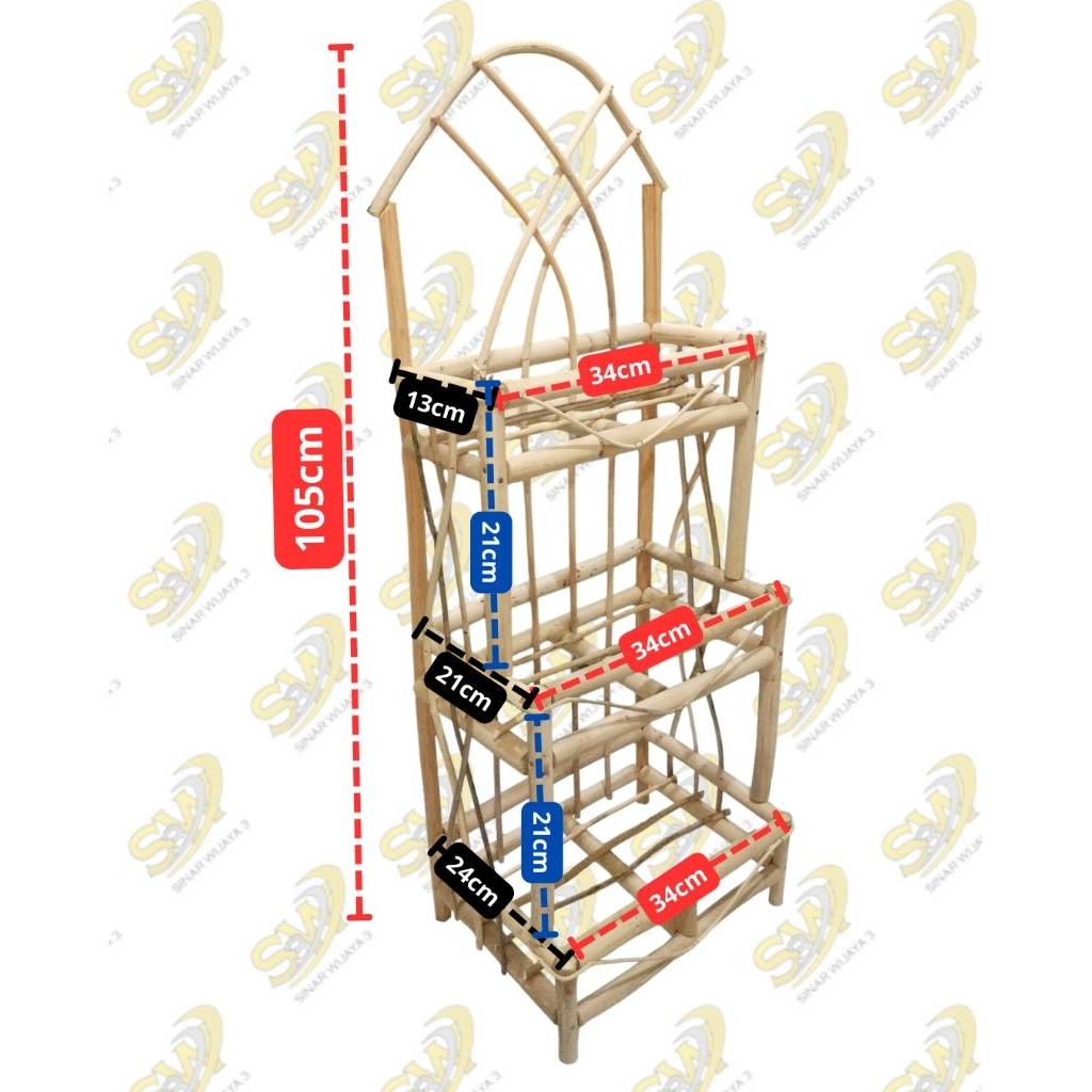 keranjang rotan kotak 3 tingkat tinggi 105cm keranjang parcel