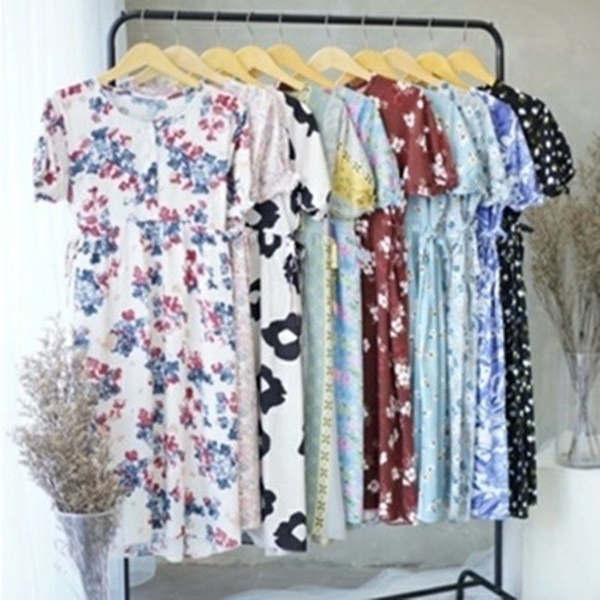 Daster Panjang Motif Bunga Jumbo Adem Nyaman untuk Busui All Size Fit to XXXL Panjang 120 cm