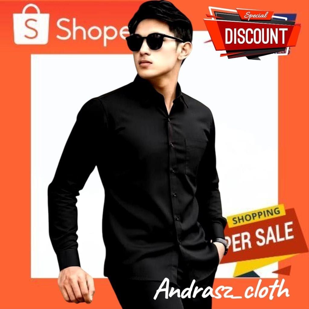 kemeja polos pria lengan panjang || kemeja polos lengan panjang || kemeja pria lengan panjang