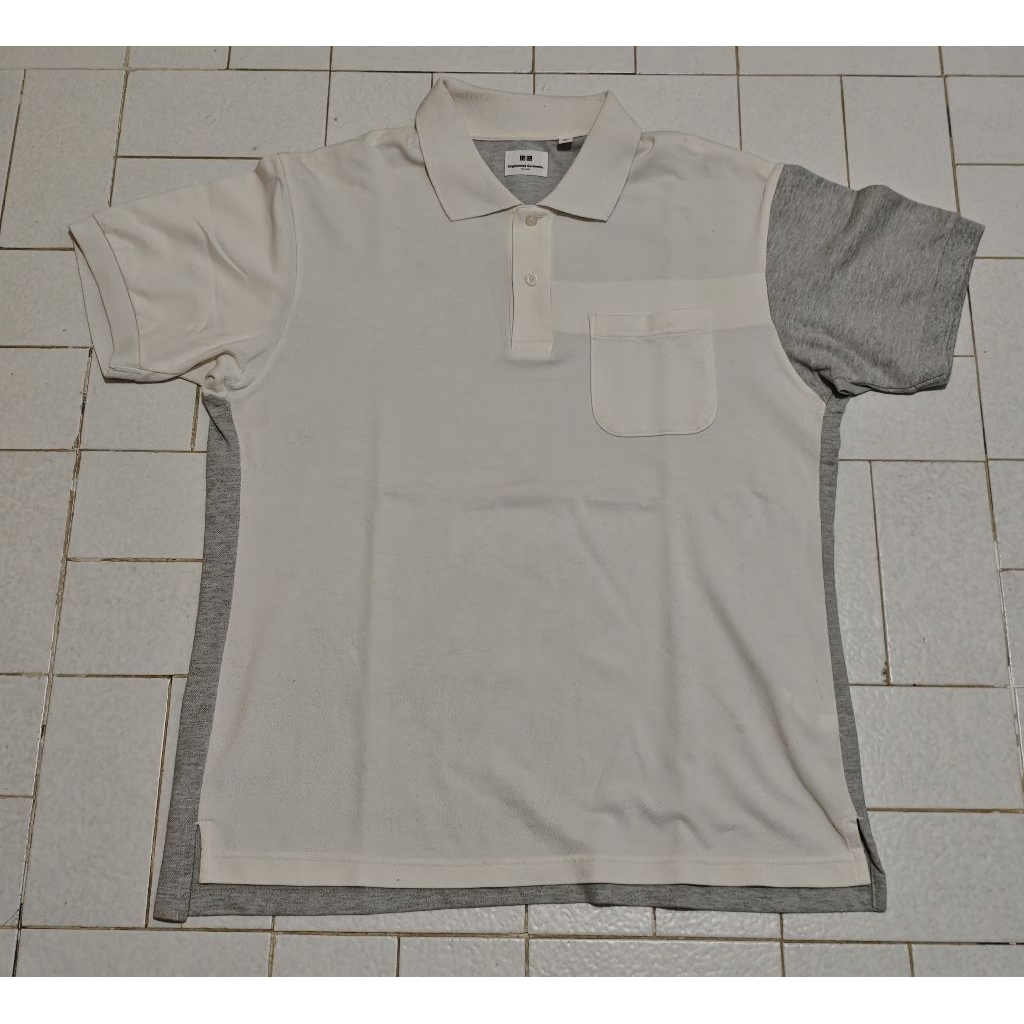 Kaos Polo Shirt Uniqlo Engineered Garments Putih Abu