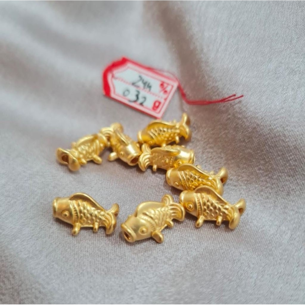 Charm Emas Asli Ikan Koi 24k Hongkong 999.9