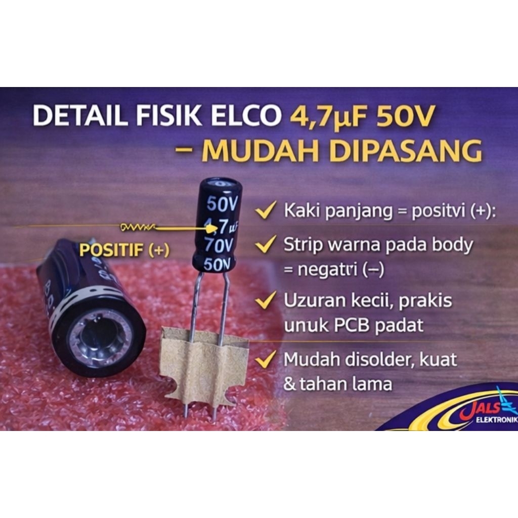 ELKO / ELCO 4,7uF 50V ORIGINAL – KAPASITOR ELEKTROLIT AUDIO & POWER
