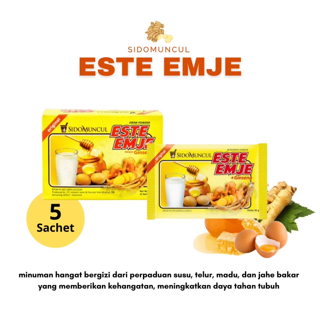 Este Jahe Sidomuncul 5 Sachet Este Emje STMJ Susu Telur Madu Jahe Wangi Telur Gingseng Minuman Keseh