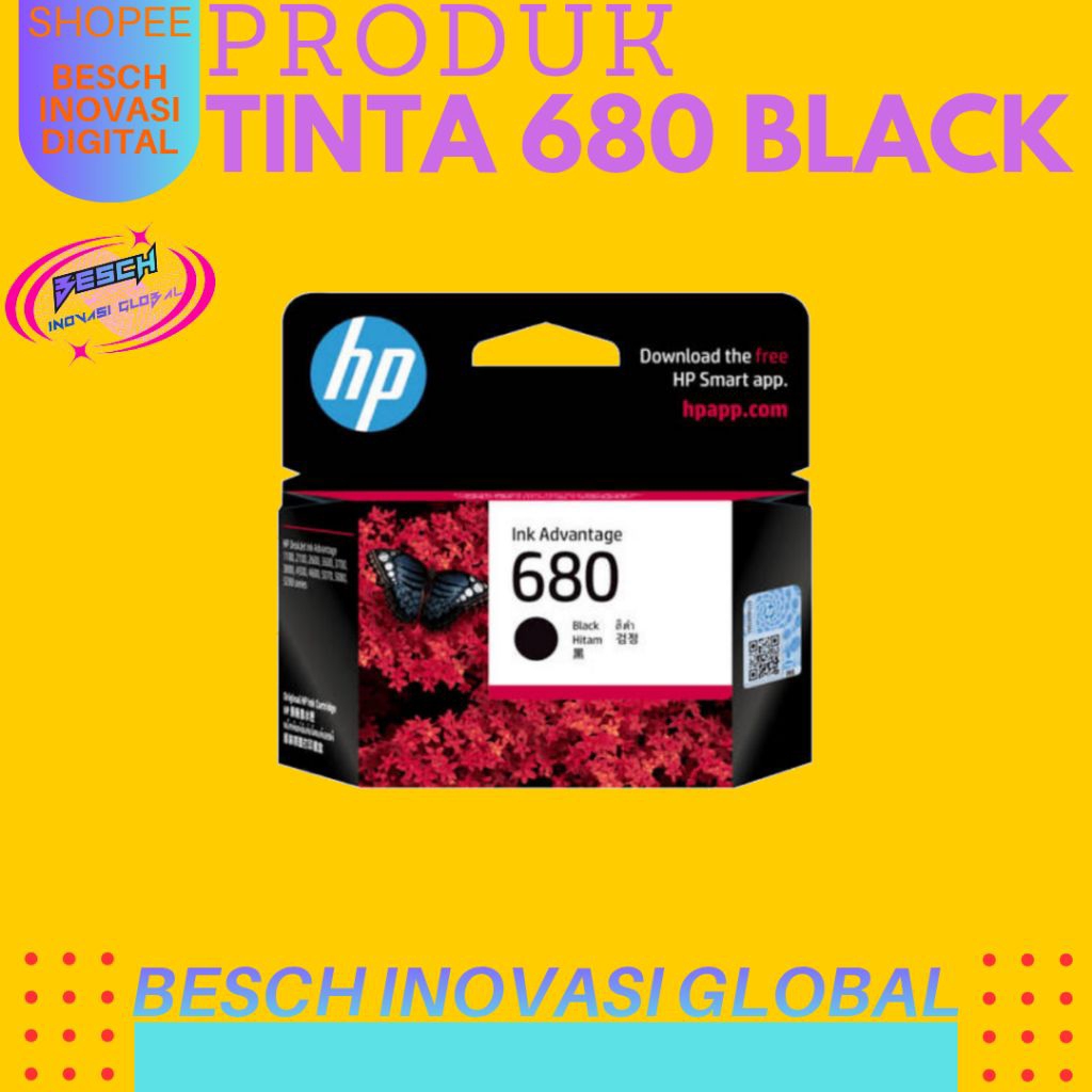 HP ink Tinta 680 Black, HP 680 HP680B Original ink Advantage Cartridge