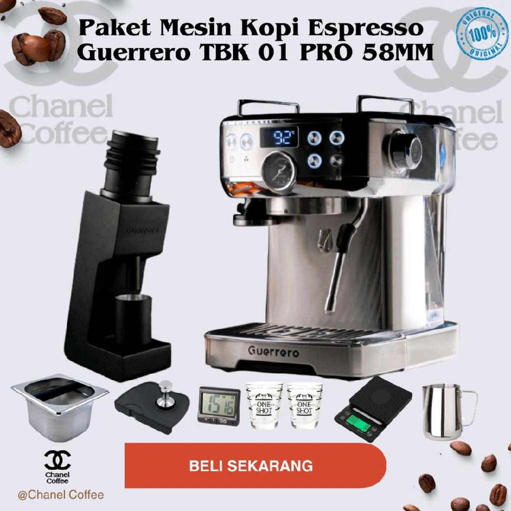 Mesin Kopi Espresso GUERRERO TBK 01 PRO + GRINDER Guerrero GR-02+ Tools