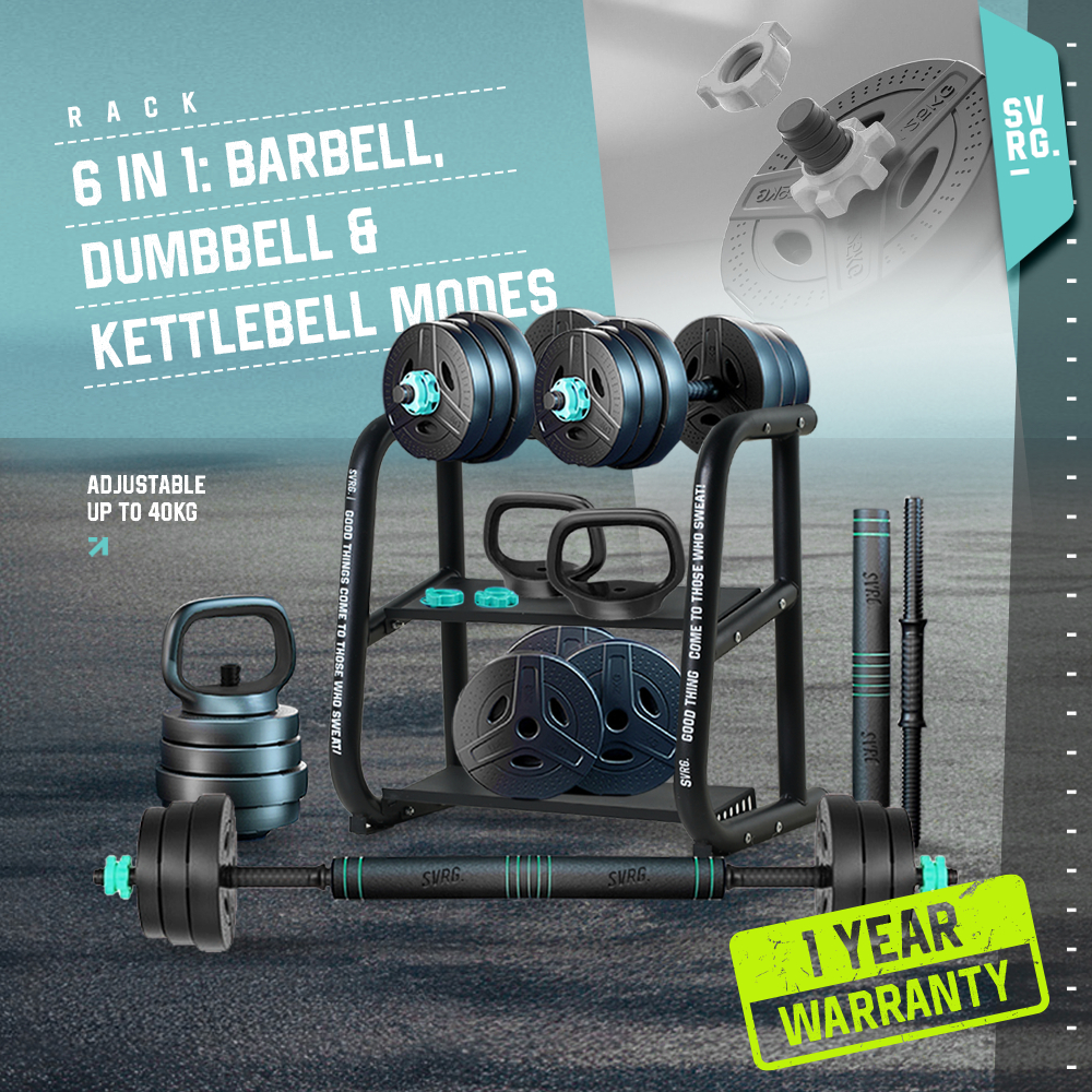 SVRG Adjustable Barbell 6 in 1 - Dumbbell - Kettlebell - Barbel 30kg