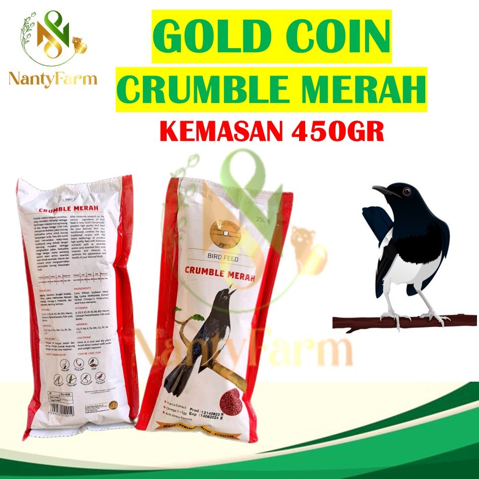 Gold Coin Merah 450Gr Pakan Kenari GOLD COIN Burung Kacer Gacor