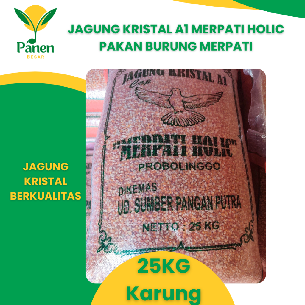 [JUAL PER KARUNG] Jagung Kristal A1 Merpati Holic 25kg Pakan Burung Merpati