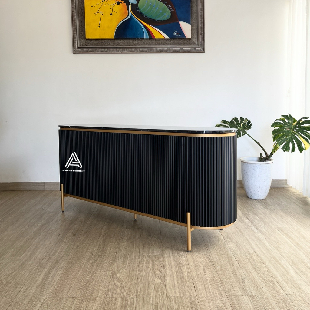Sideboard marble hitam bufet tv minimalis modern table marmer
