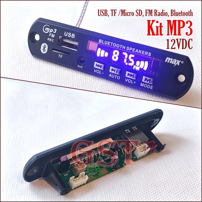 kit mp3 bluetooth visero 12V aux USB TF FM player modul