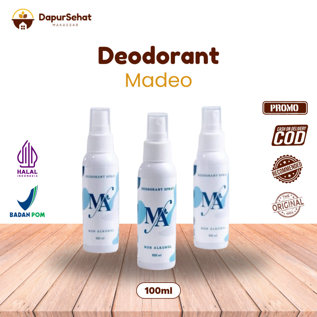 Madeo Deodorant Spray 100ml BPOM Barcode Original 1000% COD Makassar