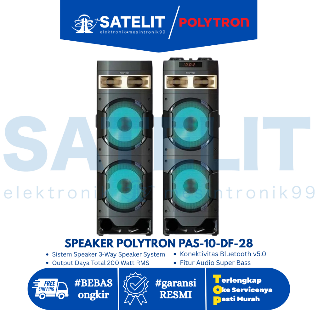 Speaker Aktif Polytron PAS-10 DF 28 10 Inch | Bass Mantap Super Power | Cocok Karaoke & Event