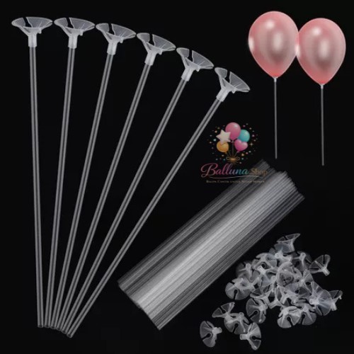 Stik Gagang Tangkai Balon Alat Klip Wooden Clip Balon Stick Set / Stik Balon Jumbo Bahan PVC