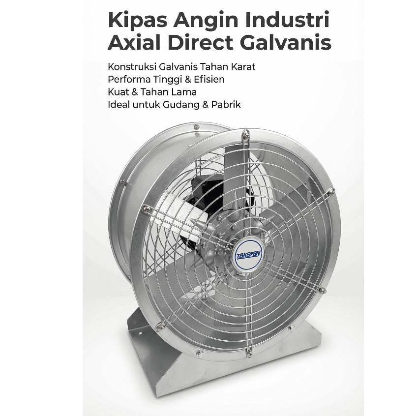 Axial Fan Galvanis Direct 12 Inch 380V 750W - Blower Industri 1450 RPM (Tanpa Nest)