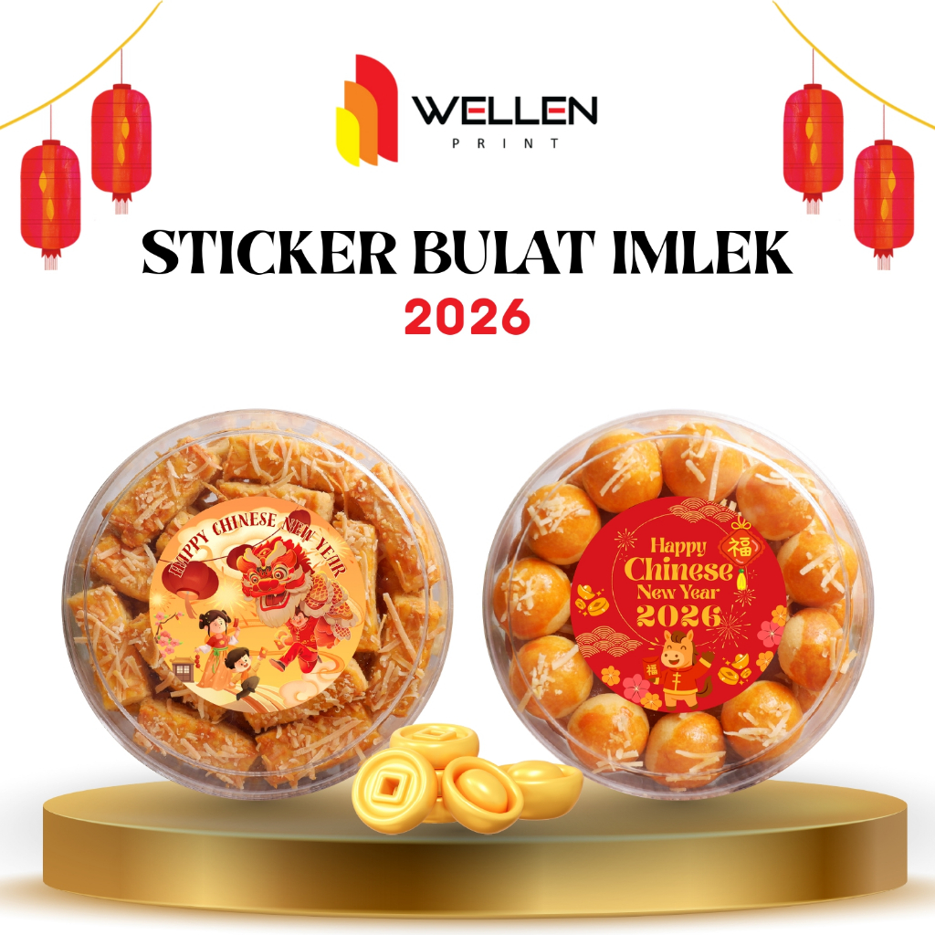 WELLEN PRINT - Cetak Sticker Bulat Label Stoples Hampers Imlek / Print Stiker Label Toples Parcel Ch