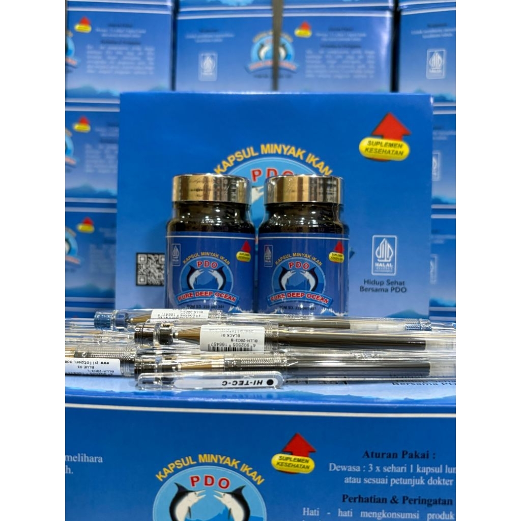 PDO 1 Lusin BONUS BOLPEN HITEC | Minyak Ikan PDO Kapsul 1 Dus ORI