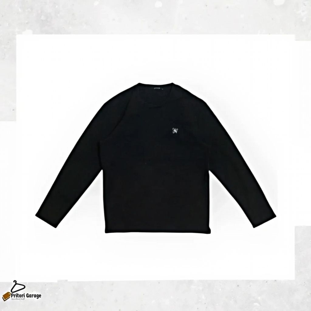 Crewneck Box Logo Polos Andew Black Colour Vintage L