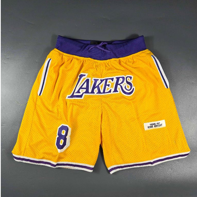 BORDIR CLASSIC Celana Basket JD Lakers KB #8 1996-97 Kuning Basketball Shorts