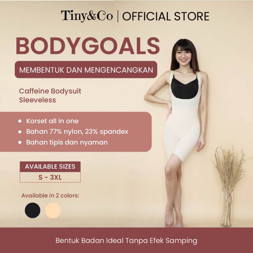 Tiny&Co.id | Caffeine Bodysuit Sleeveless | Korset all in one | Korset Pelangsing Badan | Postpartum
