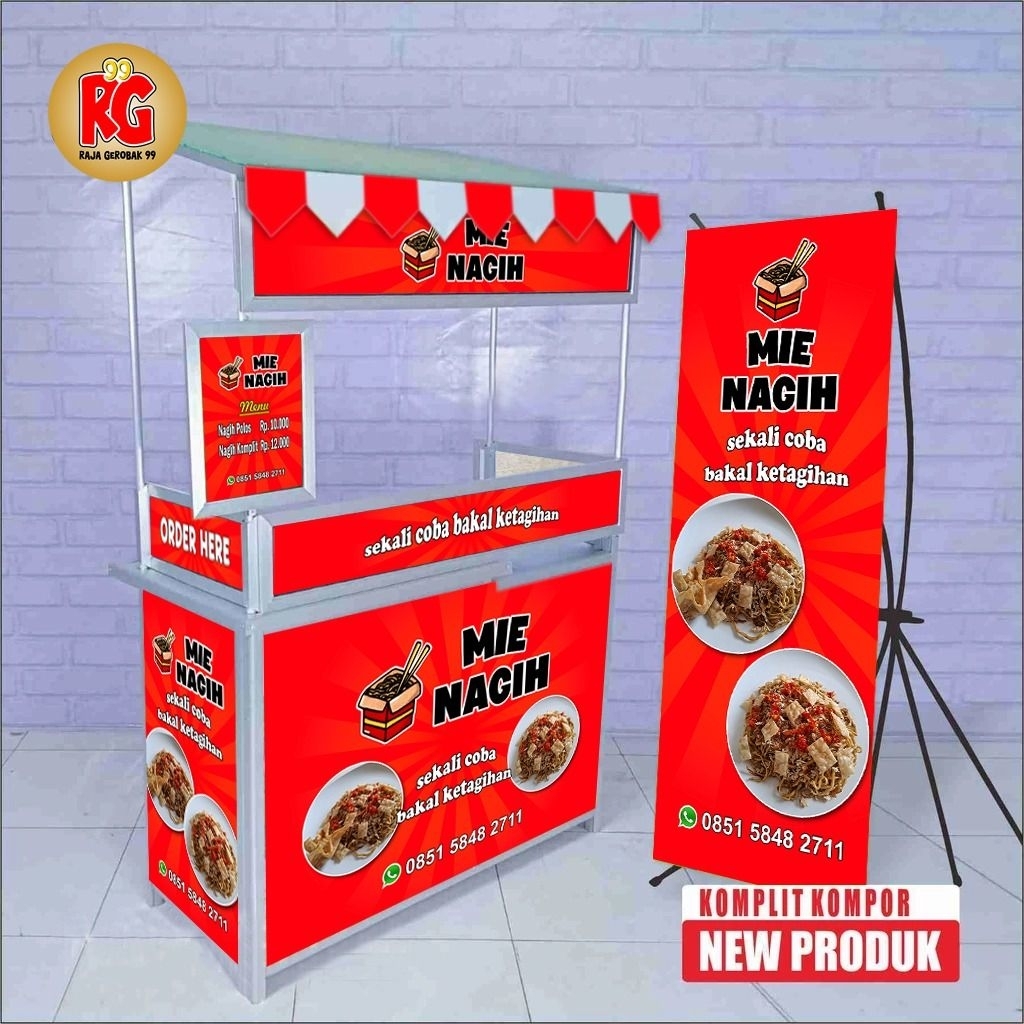 Booth portable meja komplit kompor gerobak lipat meja lipat jualan murah raja gerobak 99 gresik sura