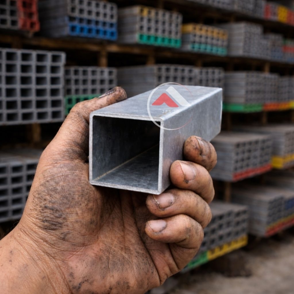 Besi Hollo Galvanis 5x5 cm | Hollow 50x50 mm | Holo Ecer | Ketebalan 1,2 mm