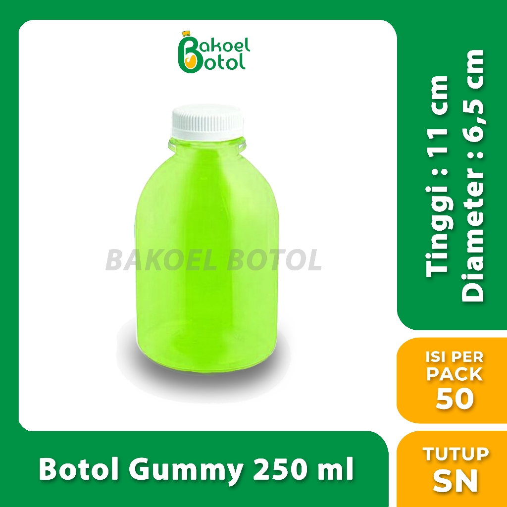 Botol Detox 250 ml / Botol Plastik 250 ml / Botol Unik 250 ml / Botol Gummy 250 ml