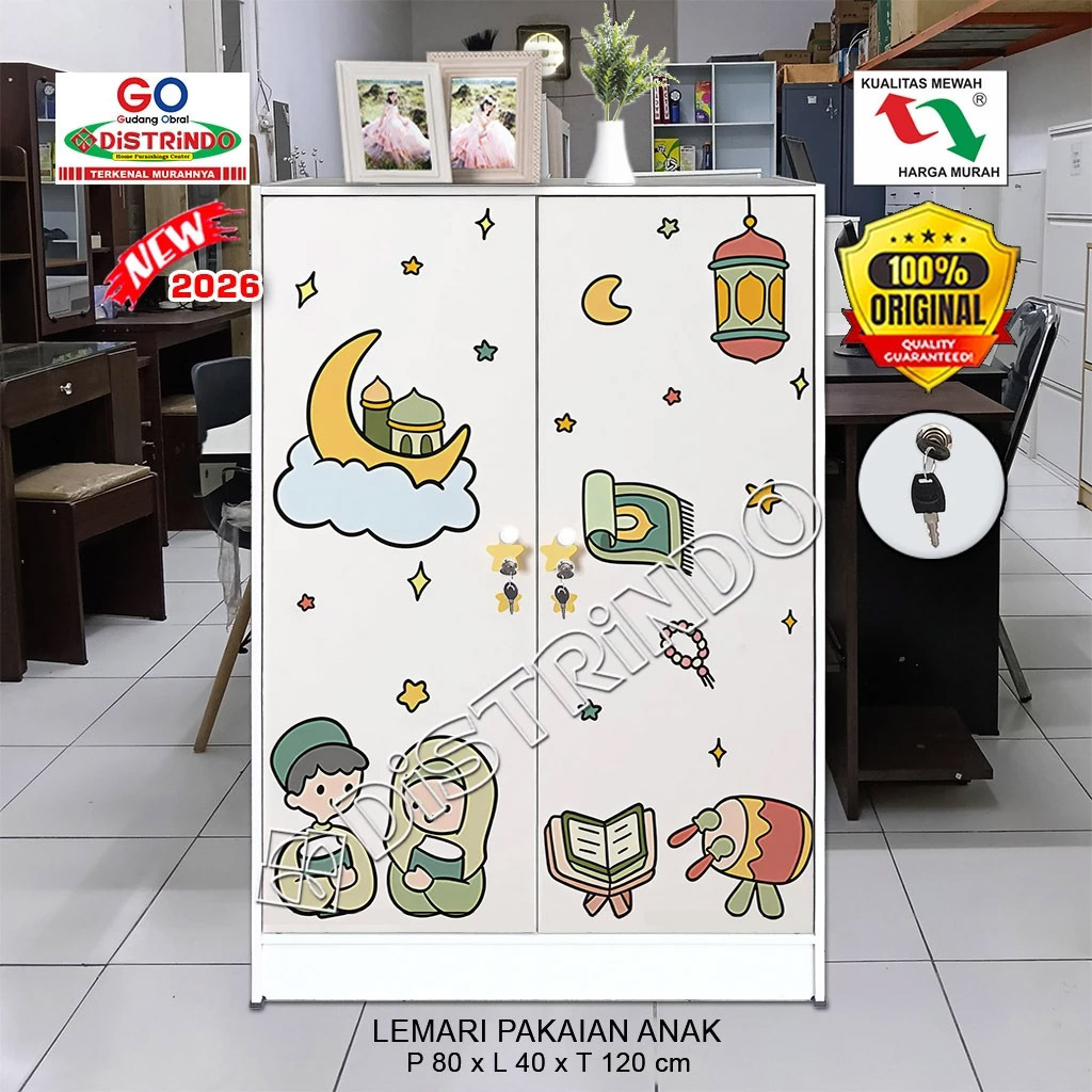 DISTRINDO Lemari Pakaian Anak Balita Bergambar Lemari Baju Anak Kayu
