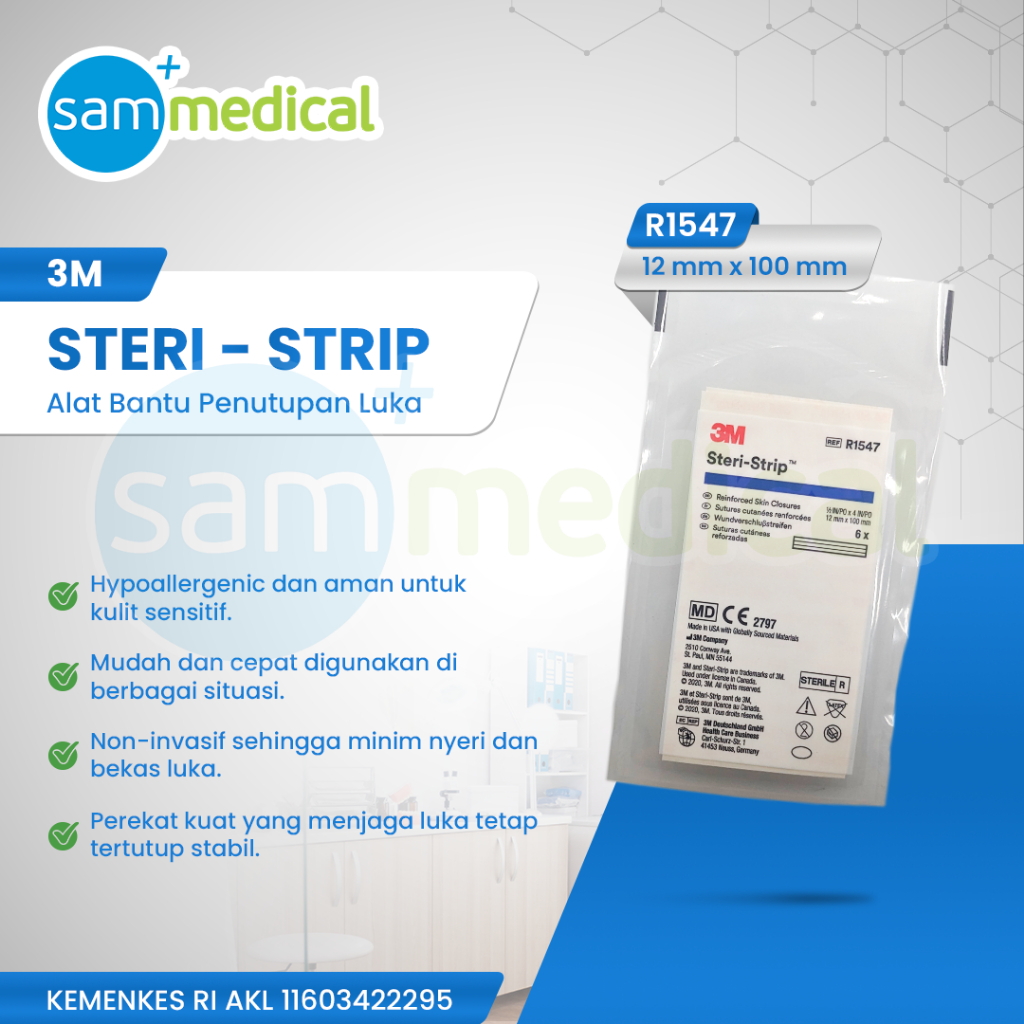 3M STERI STRIP Skin Closure Tutup Luka tanpa Jahitan R1547
