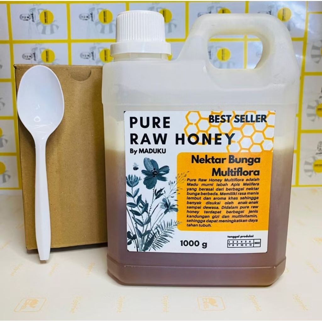 Maduku pure raw Madu mentah Multiflora honey raw asli 1KG