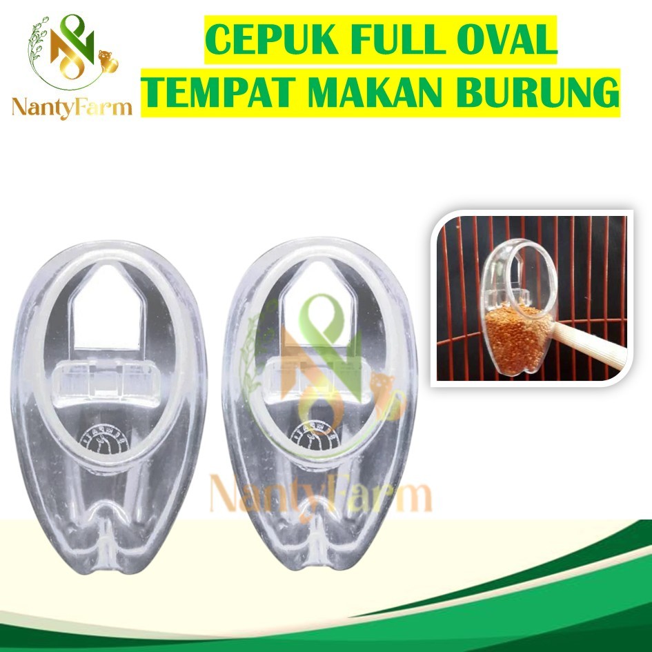 Cepuk Full Oval Wadah Pakan Plastik Transparan Anti Tumpah Cepuk  Lovebird