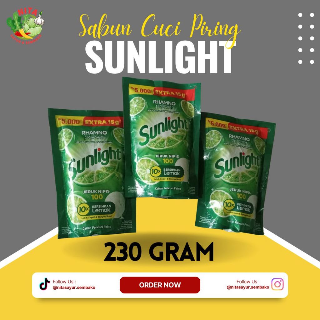 Sunlight Sabun Cuci Piring 5000 Kemasan 230 Gram Ecer/Grosir