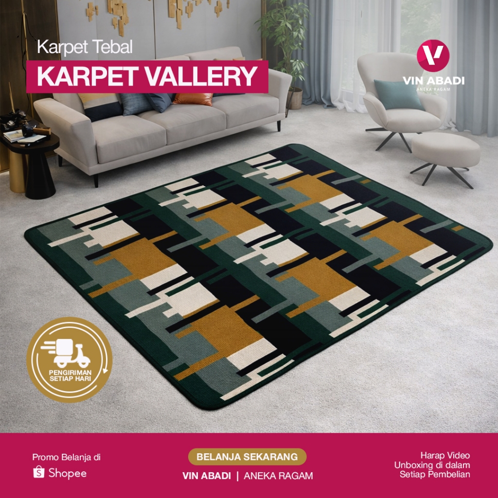 Karpet Vallery Quincy / Jumbo / Tebal / Agus / Besar / Ruang Tamu / Ruang Keluarga / Halus / Murah