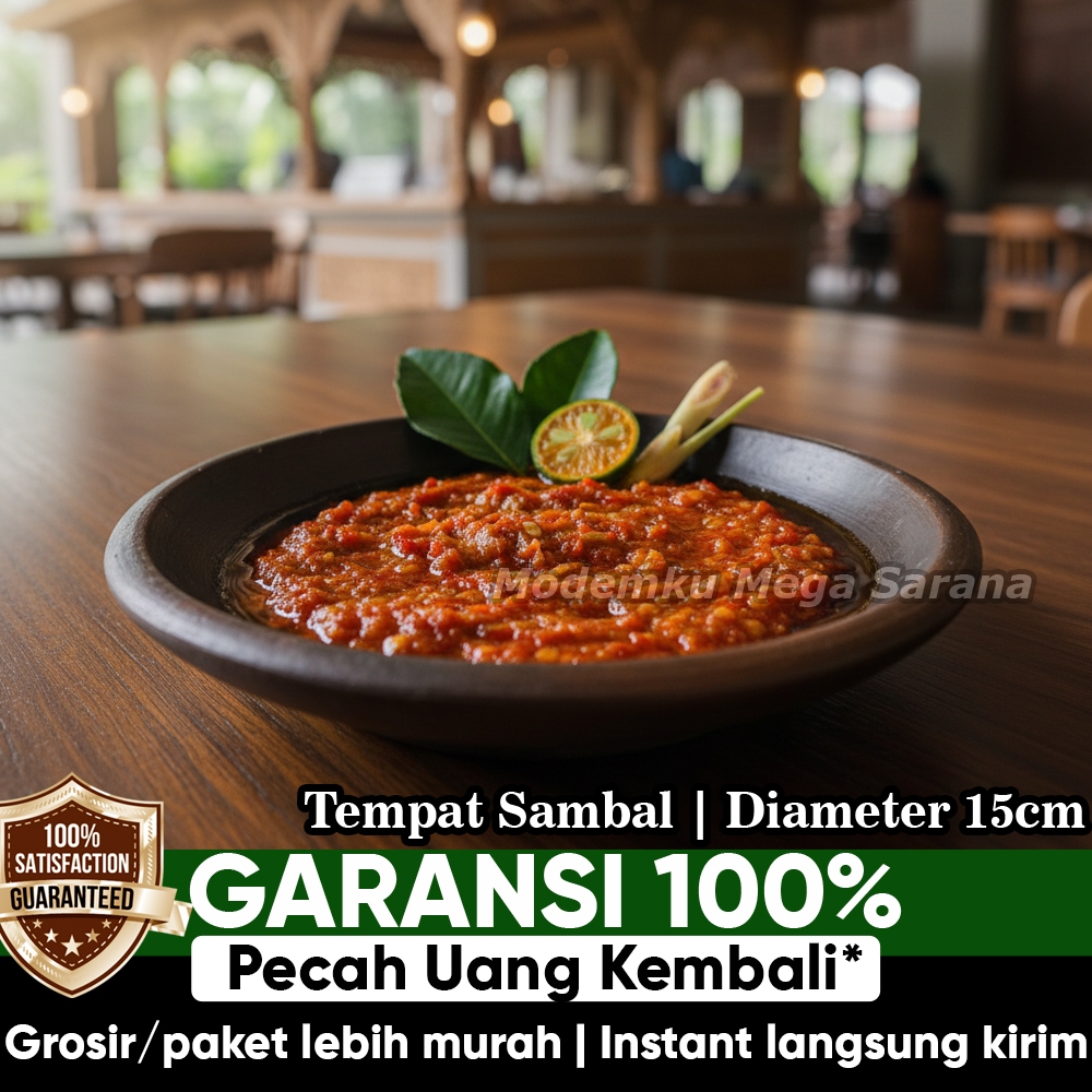 Tempat Sambal Gerabah Cawan Diameter 15 cm - Piring Cobek Cowek Tanah Liat Wadah Lalapan Lepek Tanah