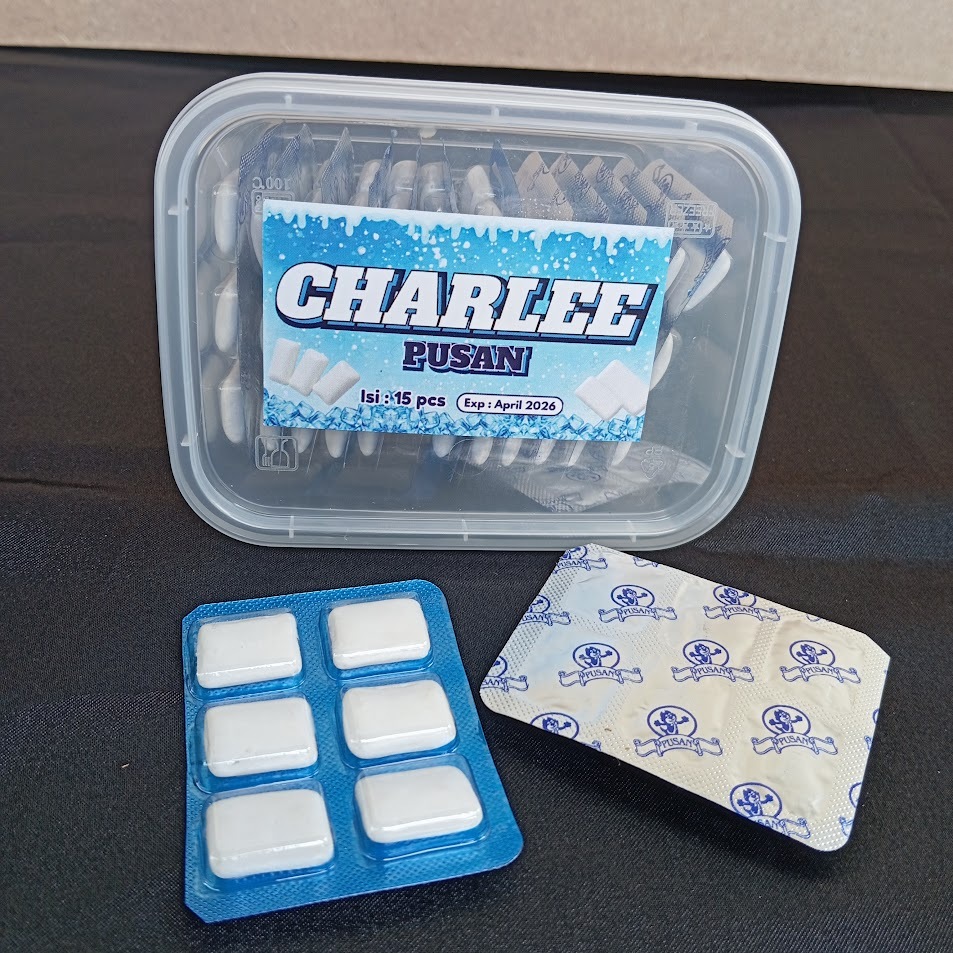 PUSAN CHARLEE PERMEN KARET PENYEGAR BAU MULUT BLISTER ISI 60 pack/permen karet/penyegar bau mulut/pe