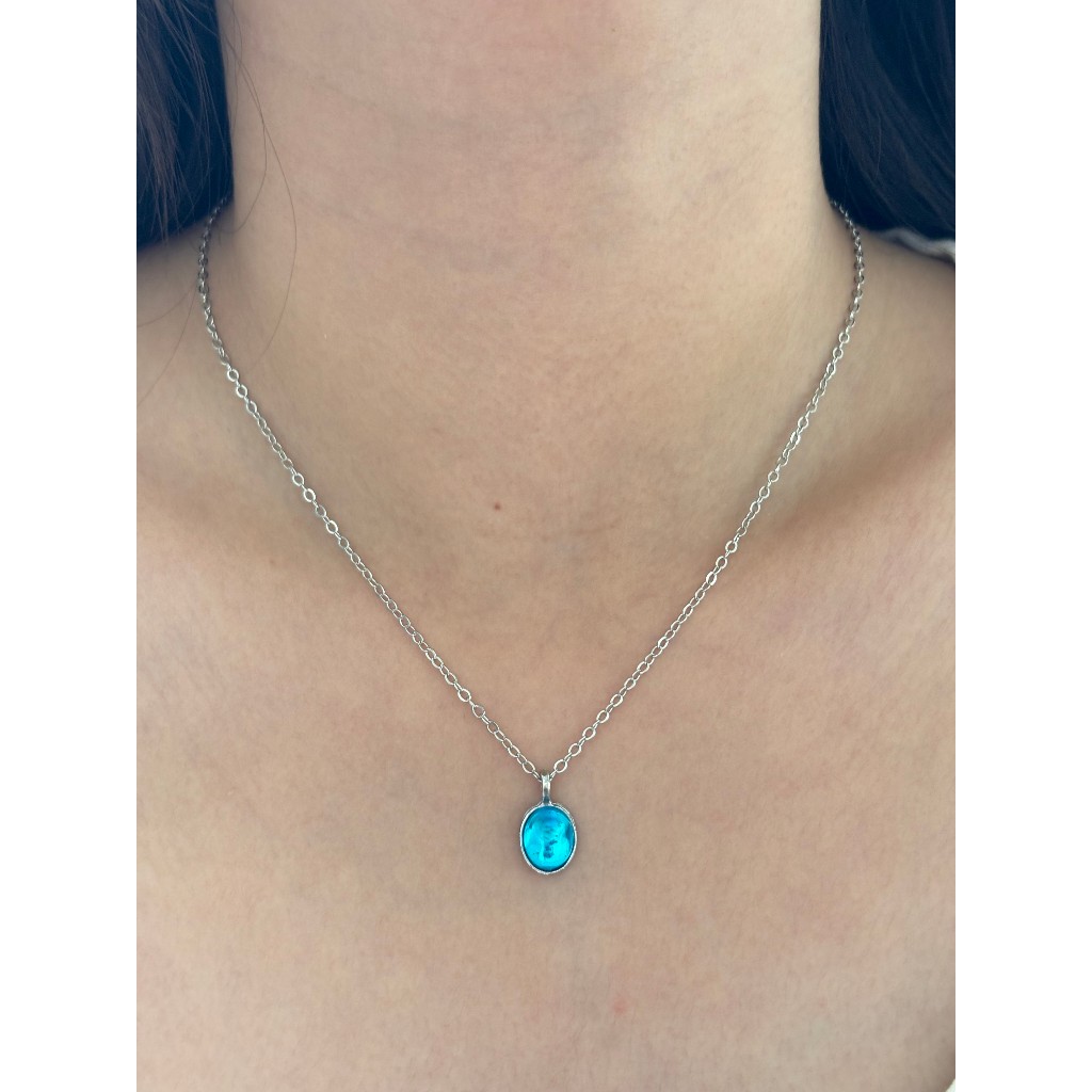 Vore.studioo - Noiréa Kalung Liontin Batu Opal Putih Minimalis | Necklace Silver Simple Aesthetic Wa