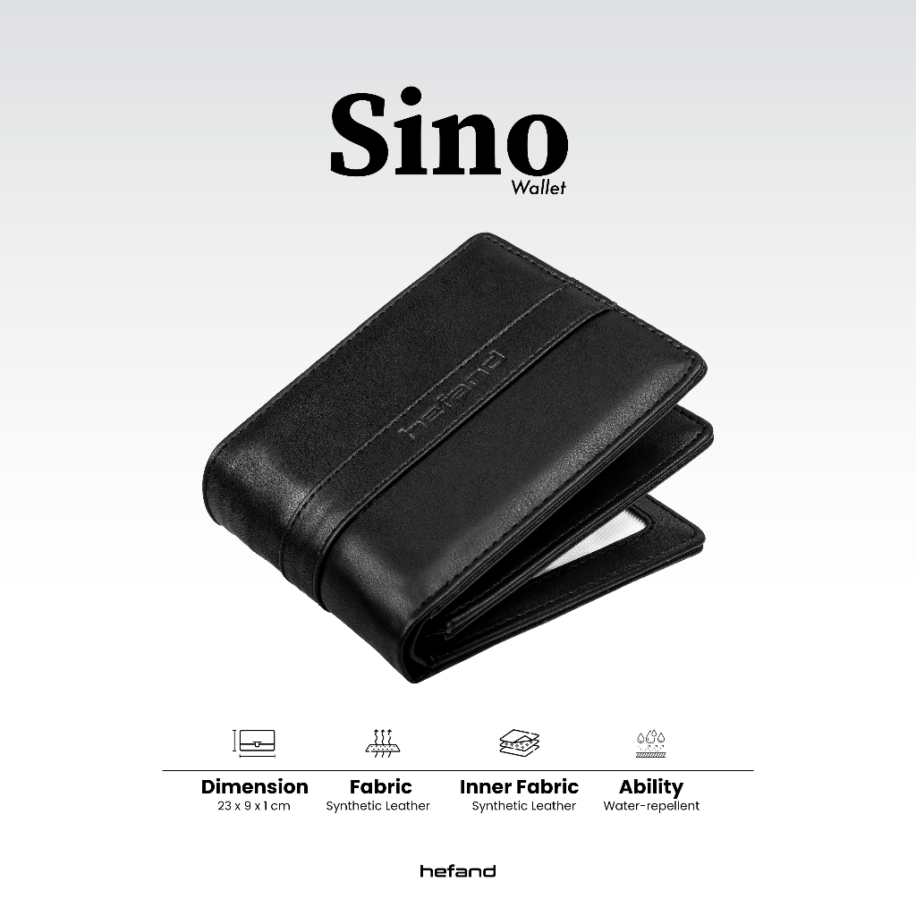 Hefand - Dompet Pria Sino Hitam Coklat Dompet Kulit Pu Wallet Pendek Lipat Premium