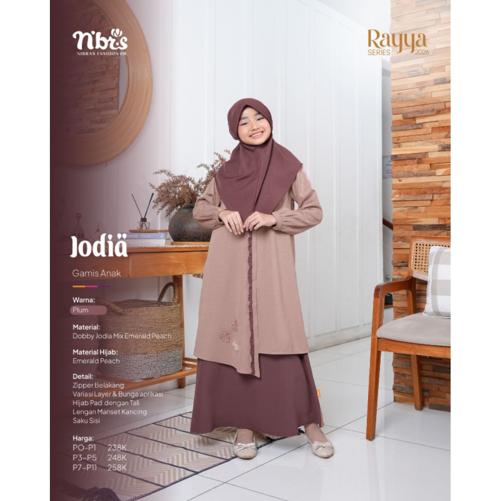 [Nibras Rayya Series Terbaru] Gamis Anak Jodia Plum